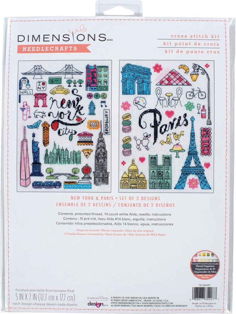 (image for) New York & Paris Counted Cross Stitch Kit